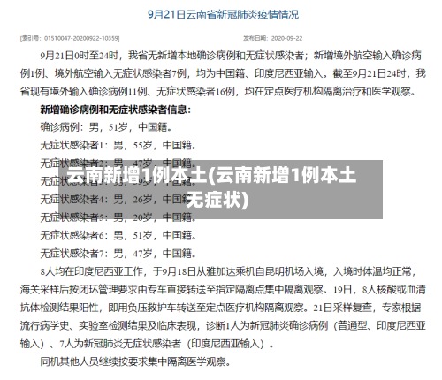 云南新增1例本土(云南新增1例本土无症状)-第3张图片