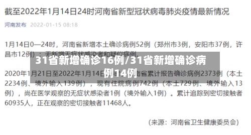 31省新增确诊16例/31省新增确诊病例14例