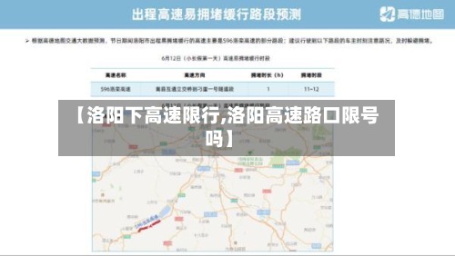 【洛阳下高速限行,洛阳高速路口限号吗】