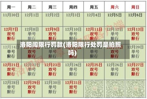 洛阳闯限行罚款(洛阳限行处罚是拍照吗)-第3张图片