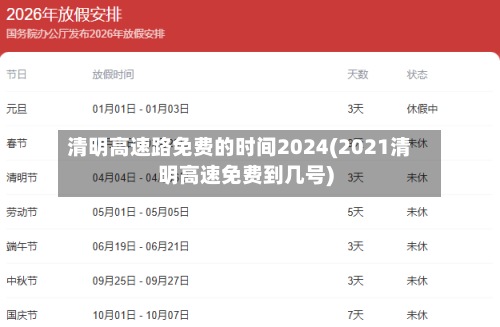 清明高速路免费的时间2024(2021清明高速免费到几号)