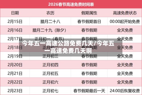 今年五一高速公路免费几天/今年五一高速免费几天啊