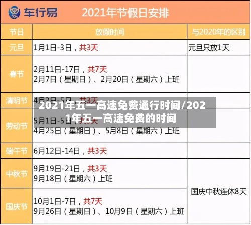 2021年五一高速免费通行时间/2021年五一高速免费的时间