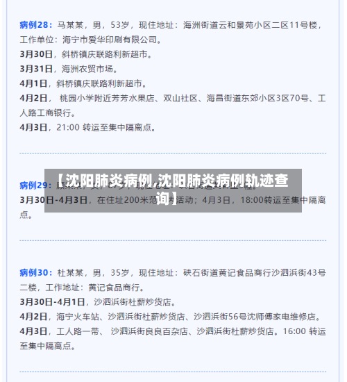 【沈阳肺炎病例,沈阳肺炎病例轨迹查询】