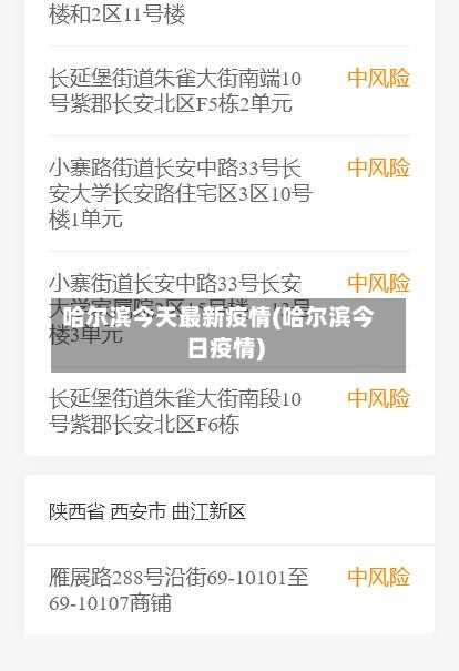 哈尔滨今天最新疫情(哈尔滨今日疫情)